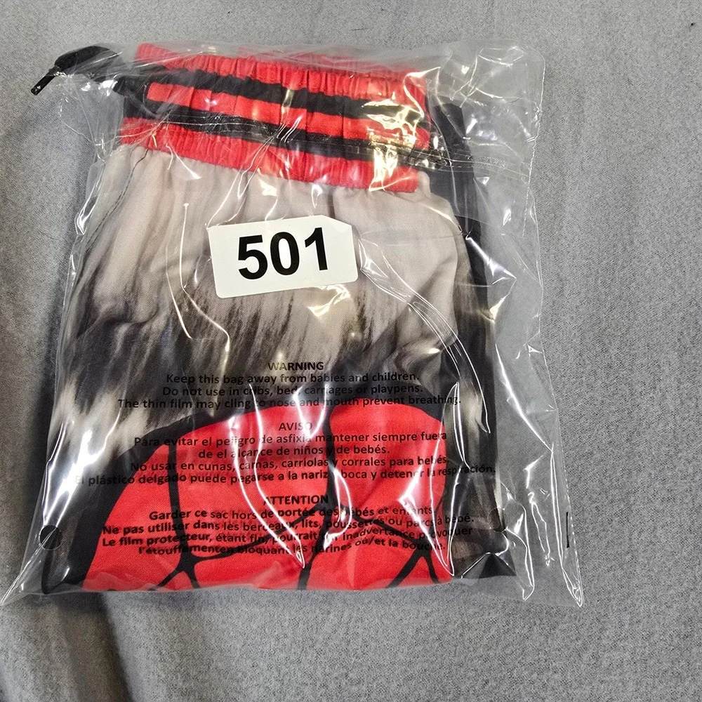 Marvel Spider-Man Boys Swim Trunks‎ Size 7 Black Red Mesh Lined Board Shorts